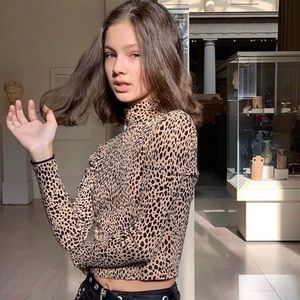 Brandy Melville Cheetah Print Turtleneck